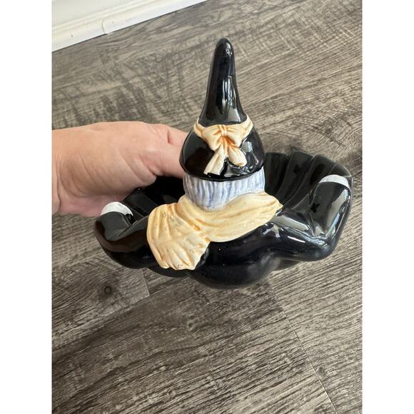 Vintage 1990s White Candy Dish Bowl Black Dress Is Bowl Kitschy - Picture 4 of 9